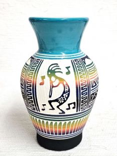 Native American Navajo White Clay Vase with Kokopelli