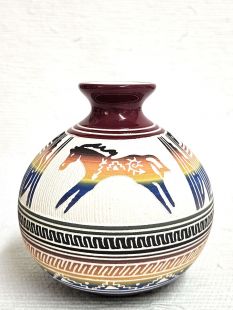 Native American Navajo White Clay Pot with Horse