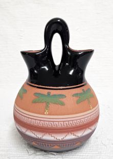 Native American Navajo Red Clay Wedding Vase with Dragonflies