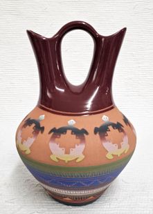 Native American Navajo Red Clay Wedding Vase with Turtles