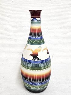 Native American Navajo White Clay Vase with Eagles