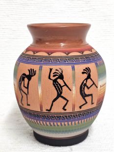 Native American Navajo Red Clay Pot with Kokopelli