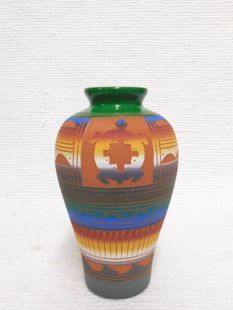 Native American Navajo Red Clay Vase with Turtle