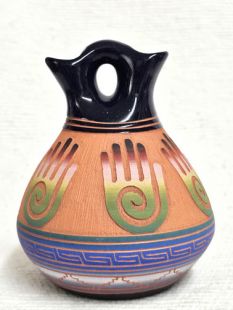Native American Navajo Red Clay Wedding Vase with Healing Hand