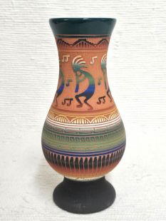 Native American Navajo Red Clay Vase with Kokopelli