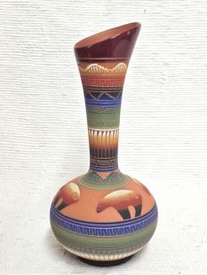 Native American Navajo Red Clay Vase with Bears