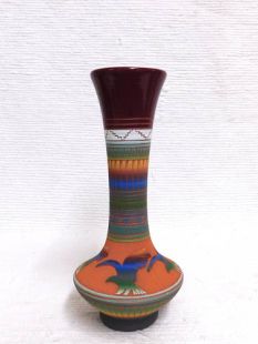 Native American Navajo Red Clay Vase with Eagles