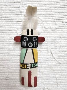 Old Style Hopi Carved Warrior Twin Traditional Katsina Doll Ornament--White Cap