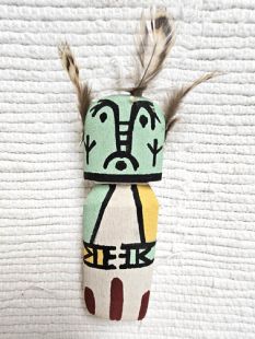 Old Style Hopi Carved Qoqooqlo Traditional Storyteller Katsina Doll Ornament--Green, Yellow or Black