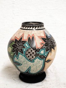 Mata Ortiz Handbuilt and Handetched Pot with Butterflies, Dragonflies and a Bee