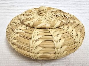 Vintage Native American Papago Made Lidded Basket