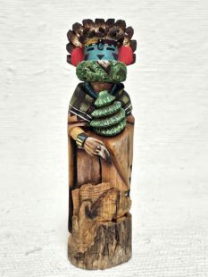 Native American Hopi Carved Silent Warrior Kachina Sculpture (Katsina Sculpture)