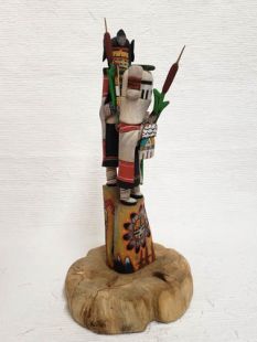 Native American Hopi Carved Snow Maiden and Corn Maiden Katsina Dolls