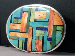 Vintage Native American Navajo Made Inlaid Buckle 