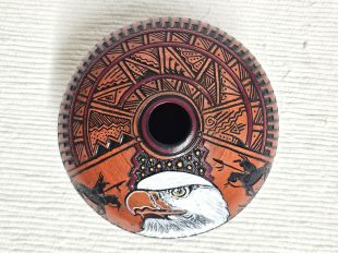 Native American Navajo Red Clay Seed Pot with Eagle
