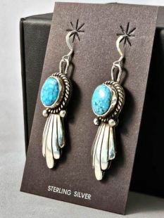 Native American Navajo Made Earrings with Turquoise 