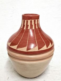 Native American Jemez Handbuilt Traditional Pot with Prayer Feathers