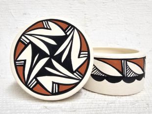 Native American Acoma Made Ceramic Jewelry Box 