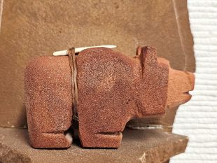 Native American Lakota/Navajo Carved Sedona Red Rock Bear Sculpture
