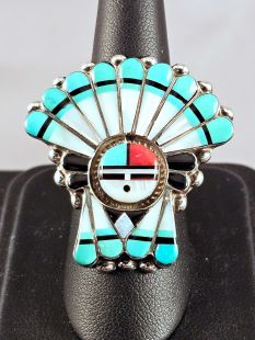 Native American Zuni Made Ring with Sunface (Zia)--Vintage