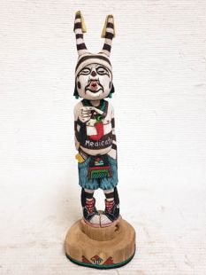 Native American Hopi Carved Clown Katsina Doll with Marijuana--Pot Smoker