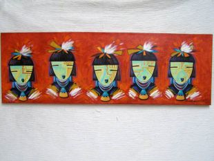 Native American Made Five Masked Maidens Painting