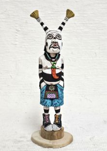 Native American Hopi Carved Clown Kachina Doll (Katsina Doll)