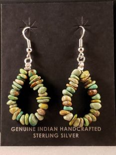 Native American Santo Domingo Made Turquoise Earrings on French Wire