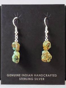 Native American Santo Domingo Made Turquoise Earrings on French Wire