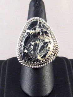 Native American Navajo Made Ring with White Buffalo Turquoise