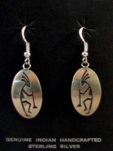 Native American Navajo Made Earrings with Kokopelli 