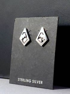 Native American Hopi Made Earrings with Water Symbol