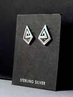 Native American Hopi Made Earrings with Migration Symbol
