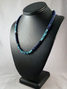 Native American Hopi Made Lapis and Kingman Necklace