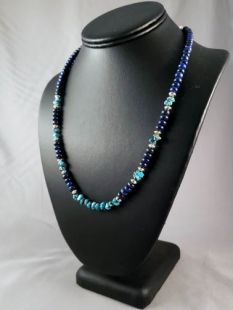 Native American Hopi Made Lapis and Kingman Necklace