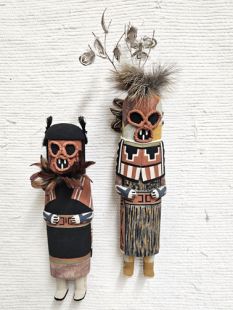 Old Style Hopi Carved Maasaw and Maasaw Mana Traditional Death Kachina Doll (Katsina Dolls)