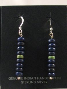 Native American Hopi Made Earrings with Lapis and Royston Turquoise