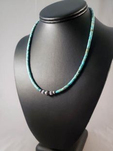 Native American Navajo Made Turquoise Necklace with Navajo Pearls