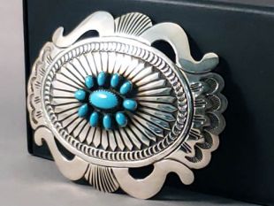 Vintage Native American Navajo Made Buckle with Turquoise