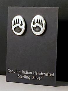 Native American Hopi Made Earrings with Bear Paw