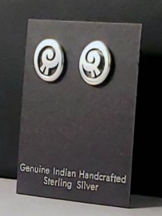 Native American Hopi Made Earrings with Water Symbol