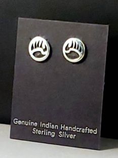 Native American Hopi Made Earrings with Bear Paw