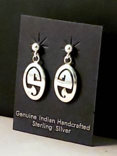 Native American Hopi Made Earrings with Water Symbol