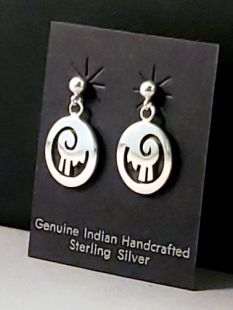 Native American Hopi Made Earrings with Water Symbol