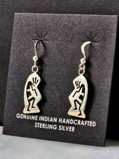 Native American Hopi Made Earrings with Kokopelli 