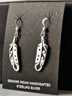Native American Hopi Made Prayer Feather Earrings 