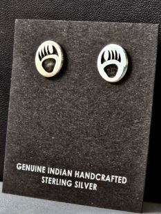 Native American Hopi Made Earrings with Bear Paw