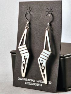 Native American Hopi Made Earrings with Water Symbol