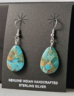 Native American Santo Domingo Made Turquoise Earrings 
