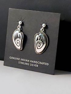 Native American Hopi Made Earrings with Bear Paw